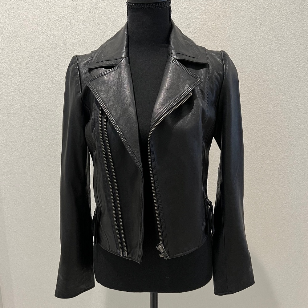 Joie Black Leather Jacket, Size: XS